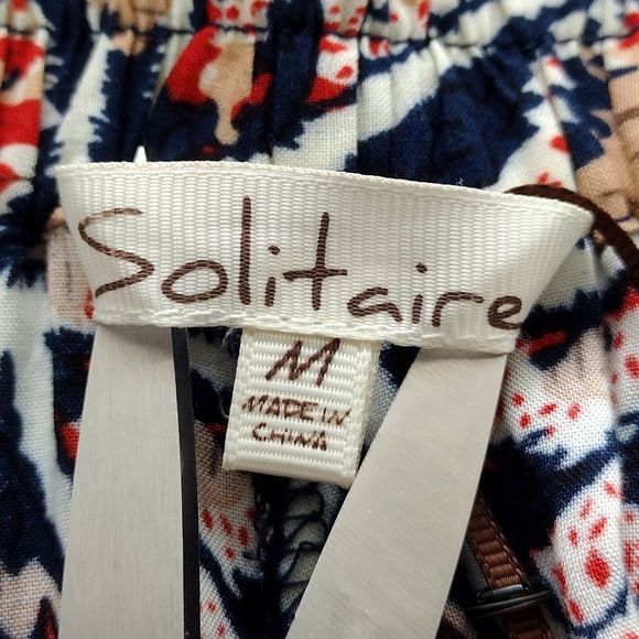 Solitaire Women's High Rise Boho Aztec Flowy Pull On Festive Pants Size M - Picture 14 of 16